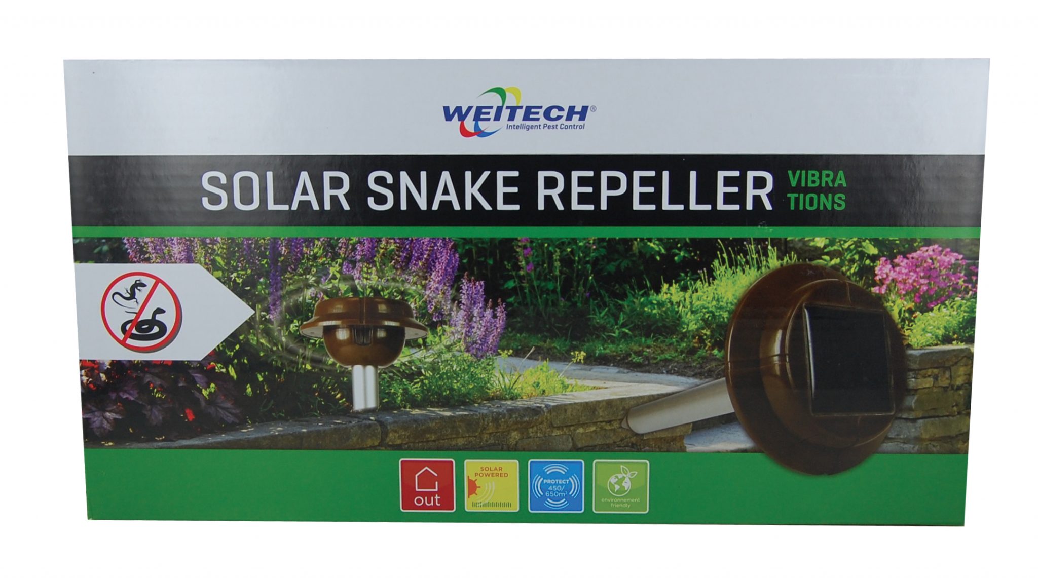 Kígyó és gyíkriasztó Weitech Solar Snake Repeller - 650 m2, napelemes
