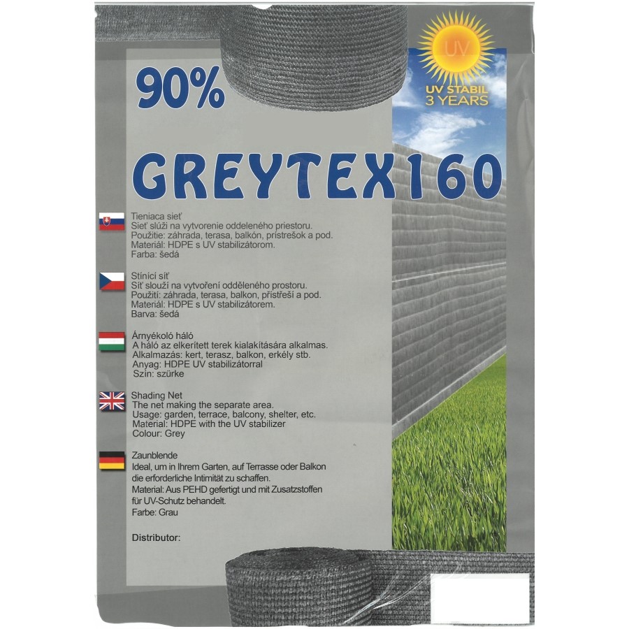 Árnyékoló, belátásgátló háló GREYTEX 90% 160g/m2 1x10m tekercs antracit